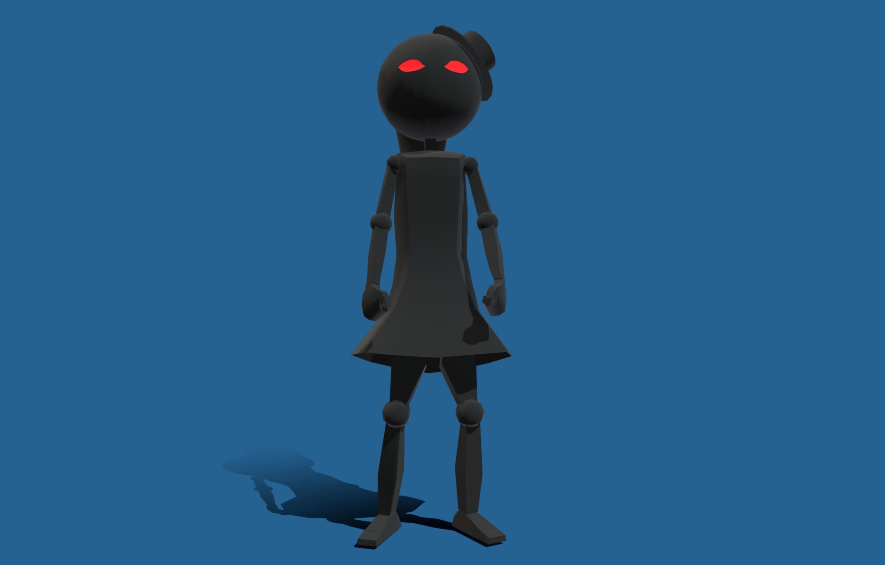 Stickwoman character with eyes Low-poly 3D model_2