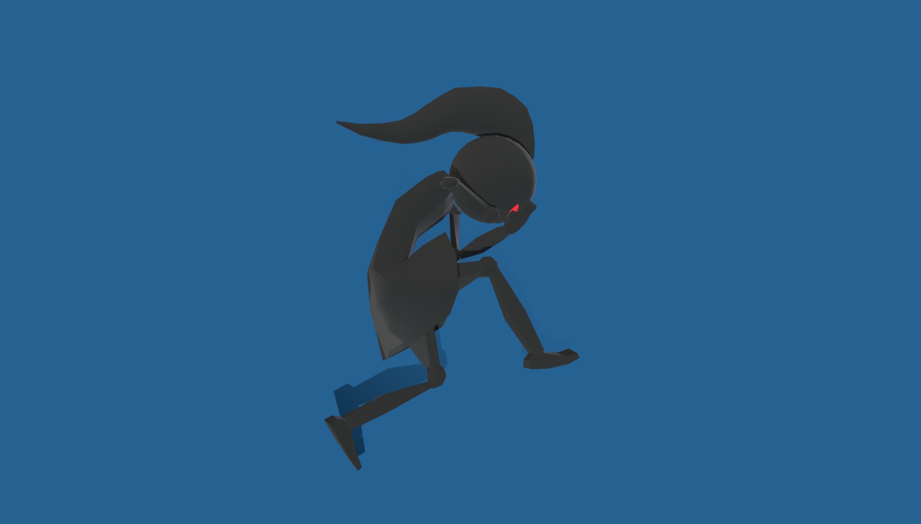 Stickwoman character with eyes Low-poly 3D model_3
