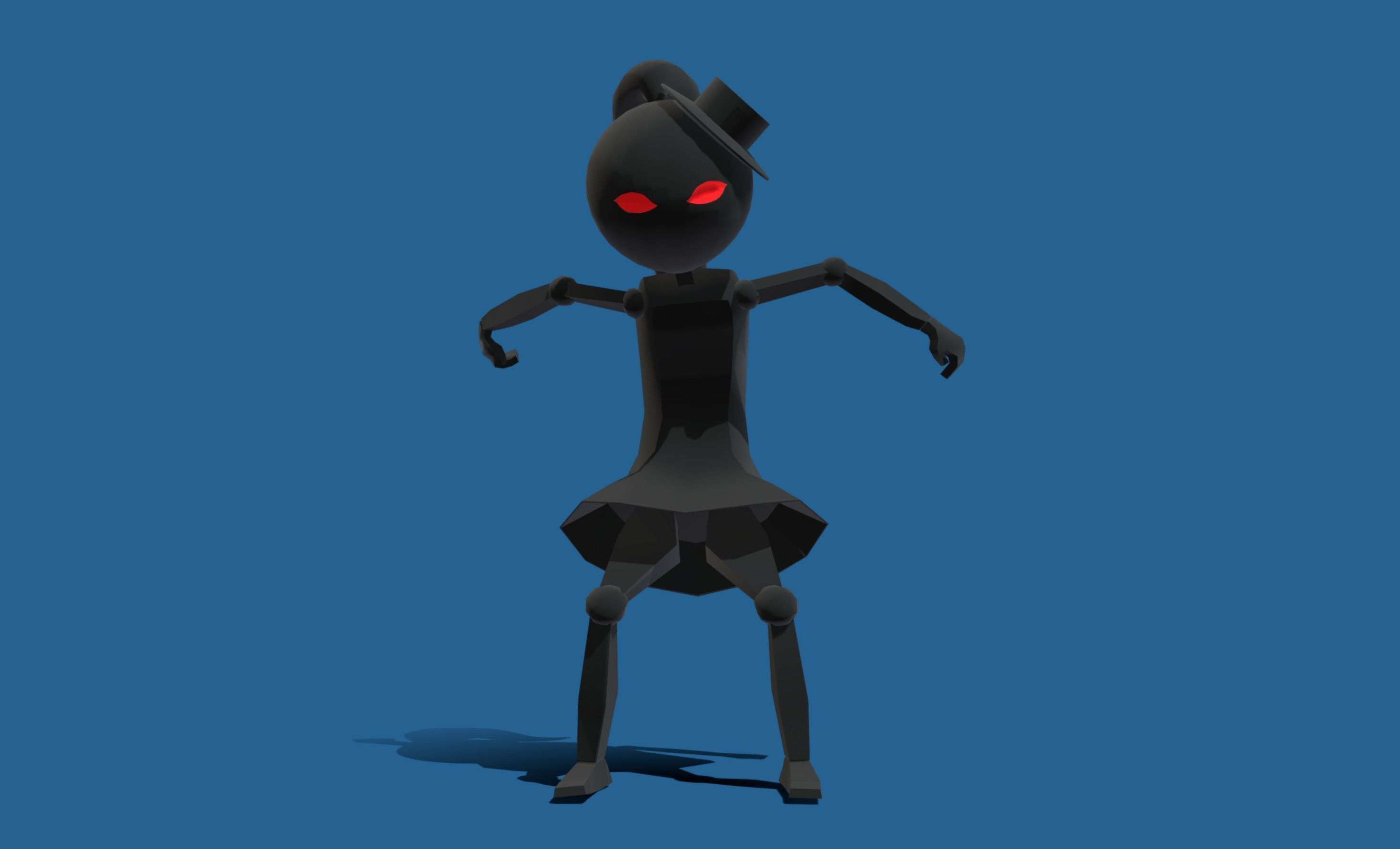 Stickwoman character with eyes Low-poly 3D model_7
