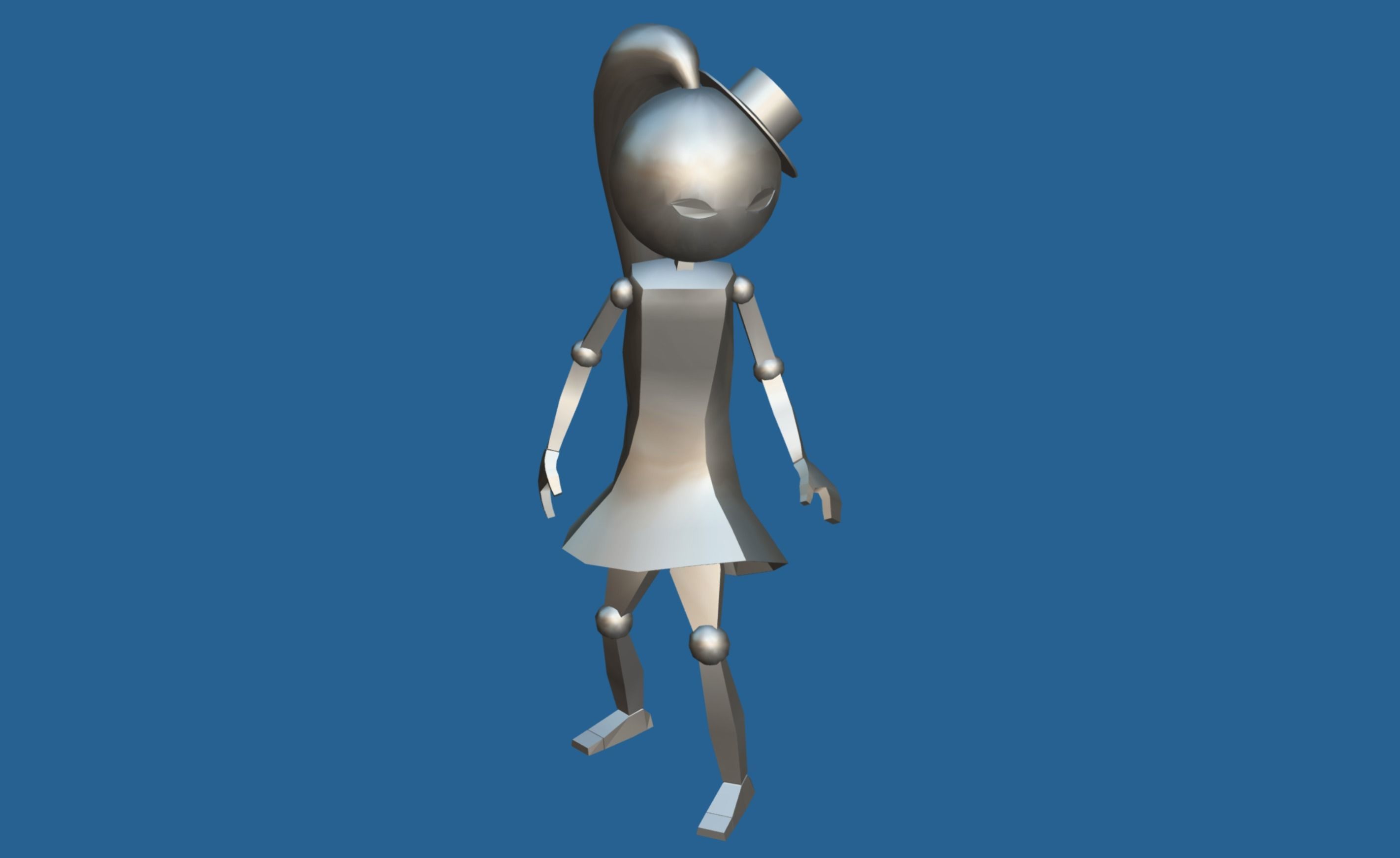Stickwoman character with eyes Low-poly 3D model_13