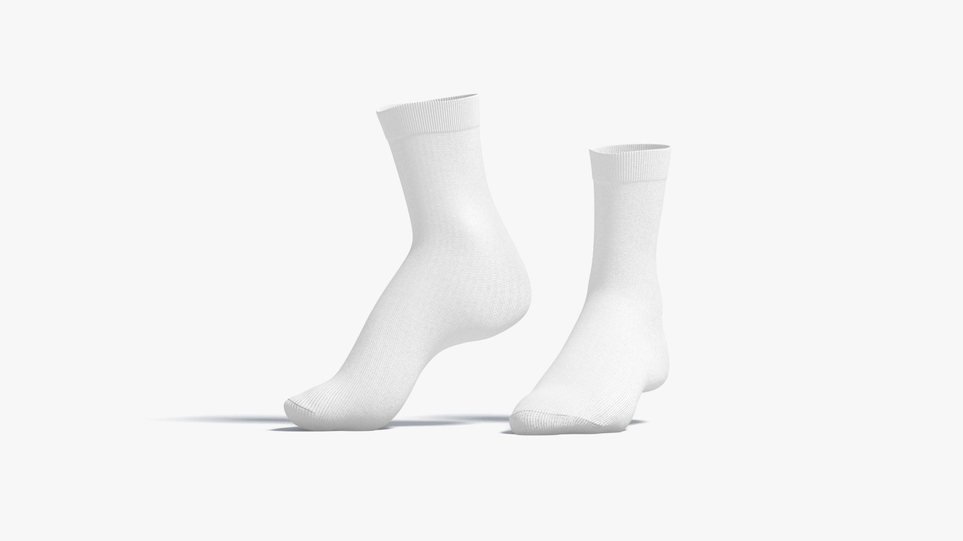 White Long Socks stand on tiptoe - fabric sox pair Low-poly 3D model_1