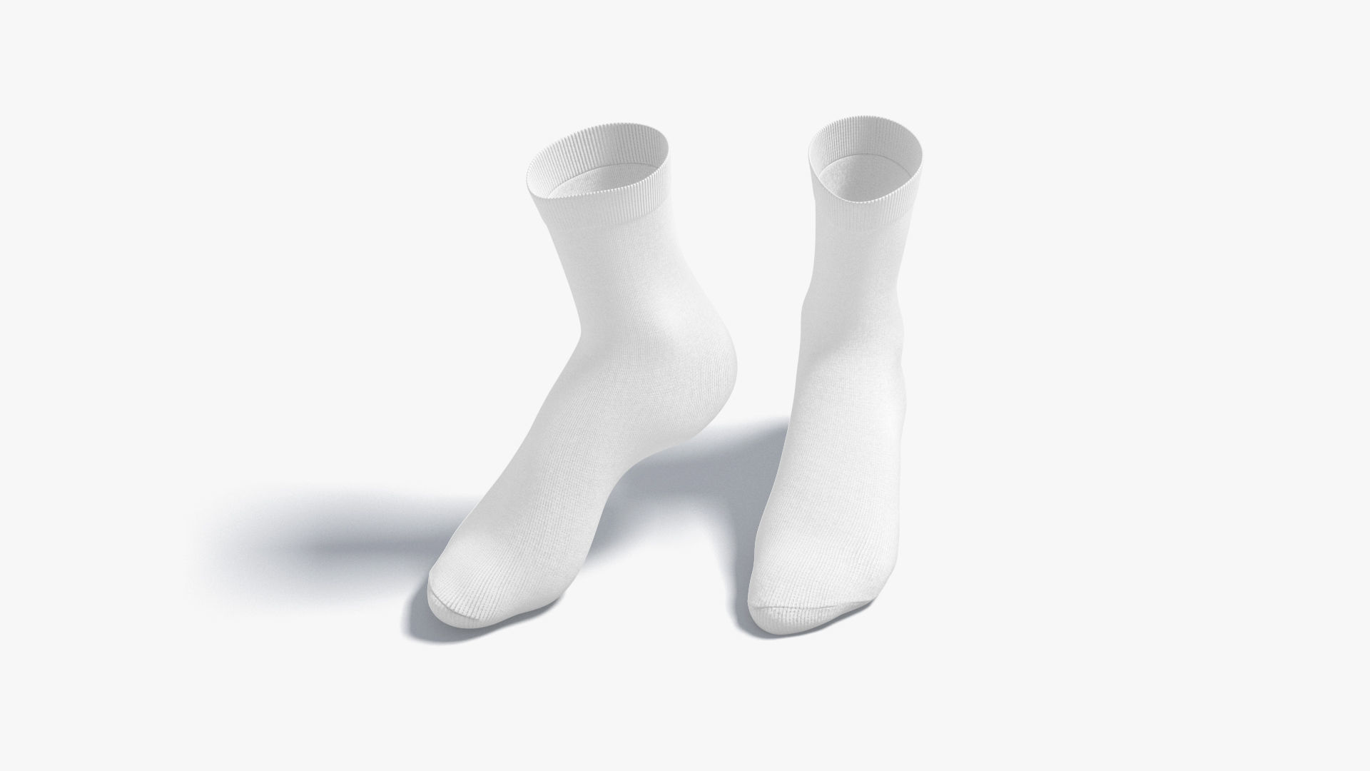 White Long Socks stand on tiptoe - fabric sox pair Low-poly 3D model_2