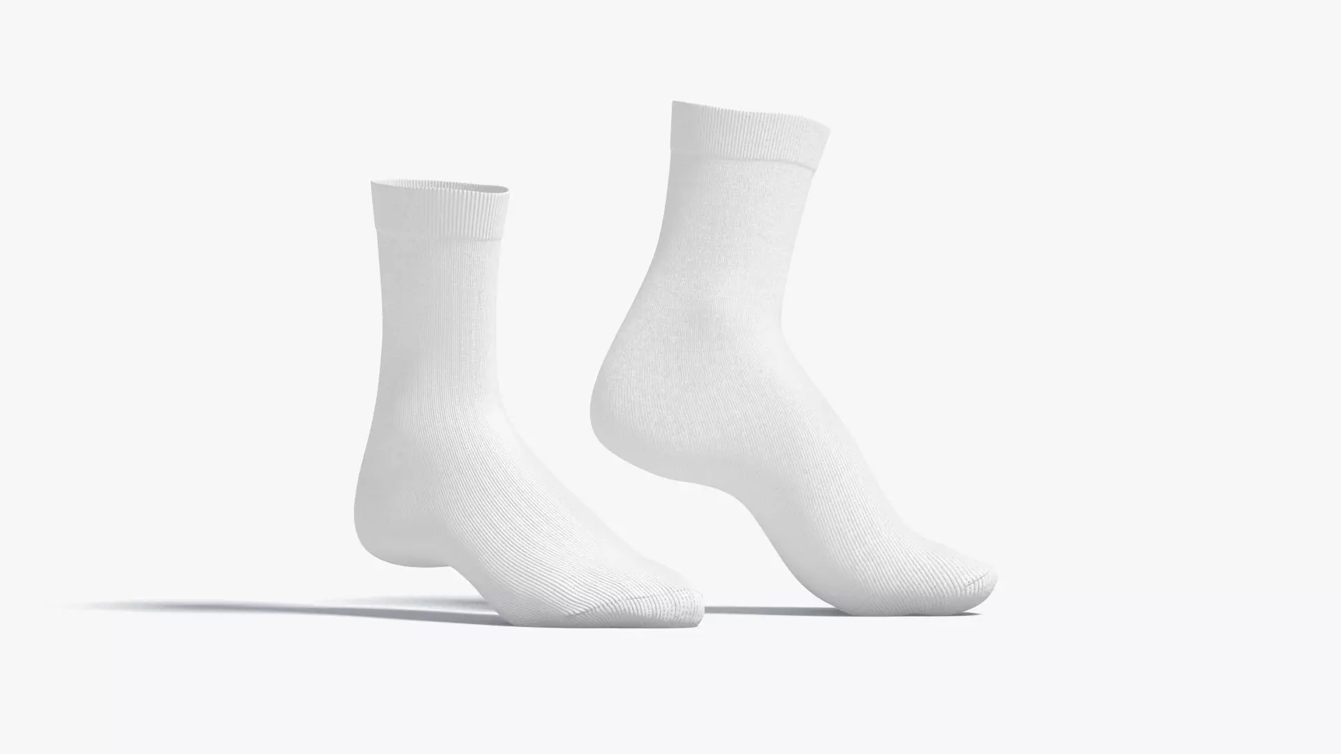 White Long Socks stand on tiptoe - fabric sox pair Low-poly 3D model_0