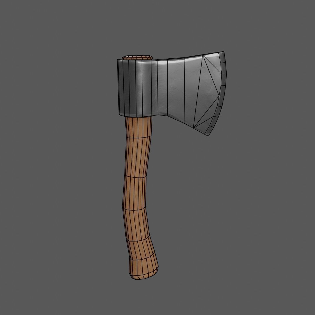 Axe Low poly PBR Simple Free low-poly 3D model_4