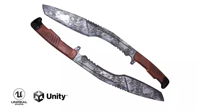 Knife Kukri - Damascus Steel Version 1 Low-poly 3D model