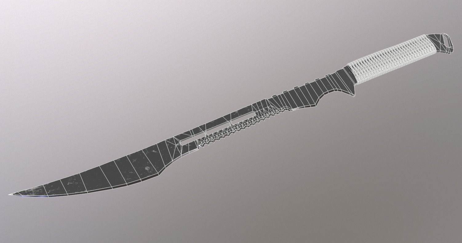 Modern Tactical Sword Low-poly 3D model_5