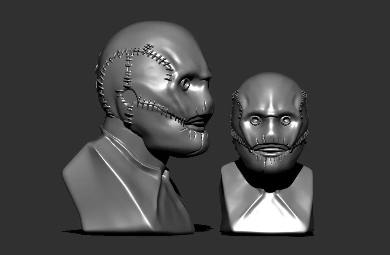 slipknot bust of man wearing mask 3D print model