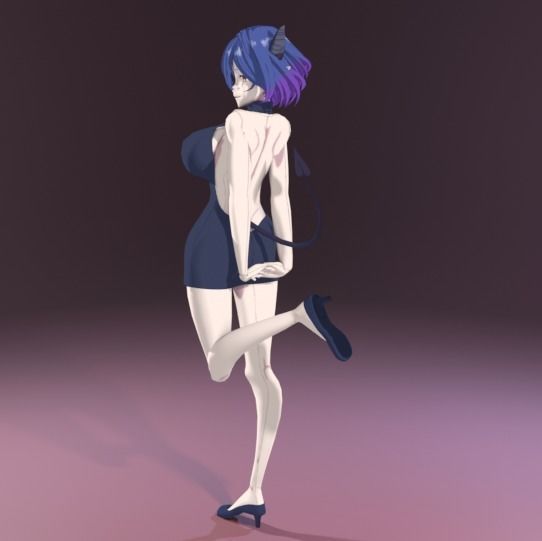Anime Vermeil in Gold Character Low-poly Low-poly 3D model_7