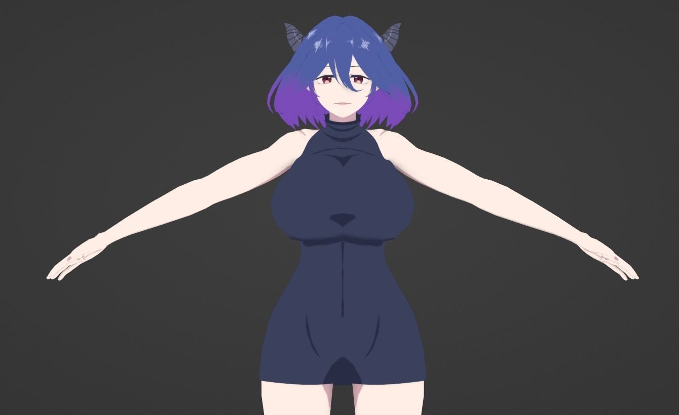 Anime Vermeil in Gold Character Low-poly Low-poly 3D model_11