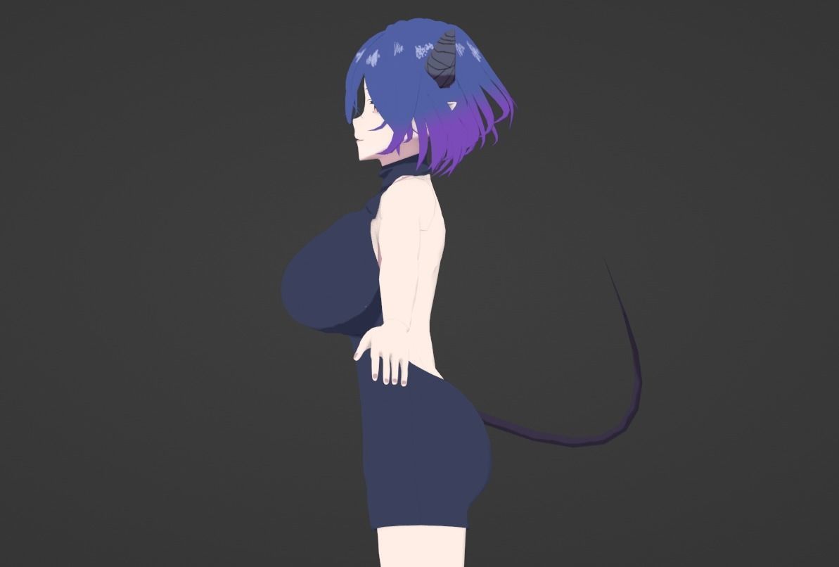 Anime Vermeil in Gold Character Low-poly Low-poly 3D model_10