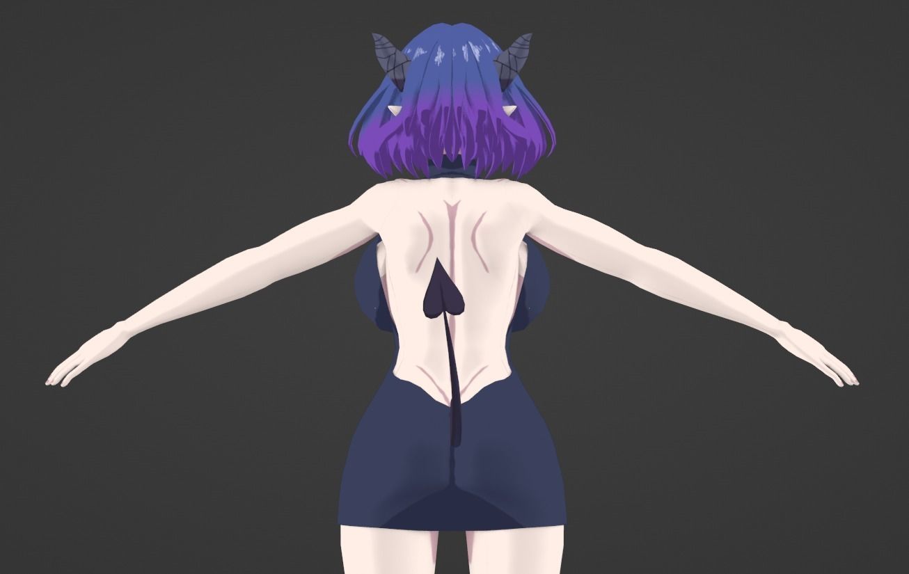 Anime Vermeil in Gold Character Low-poly Low-poly 3D model_12