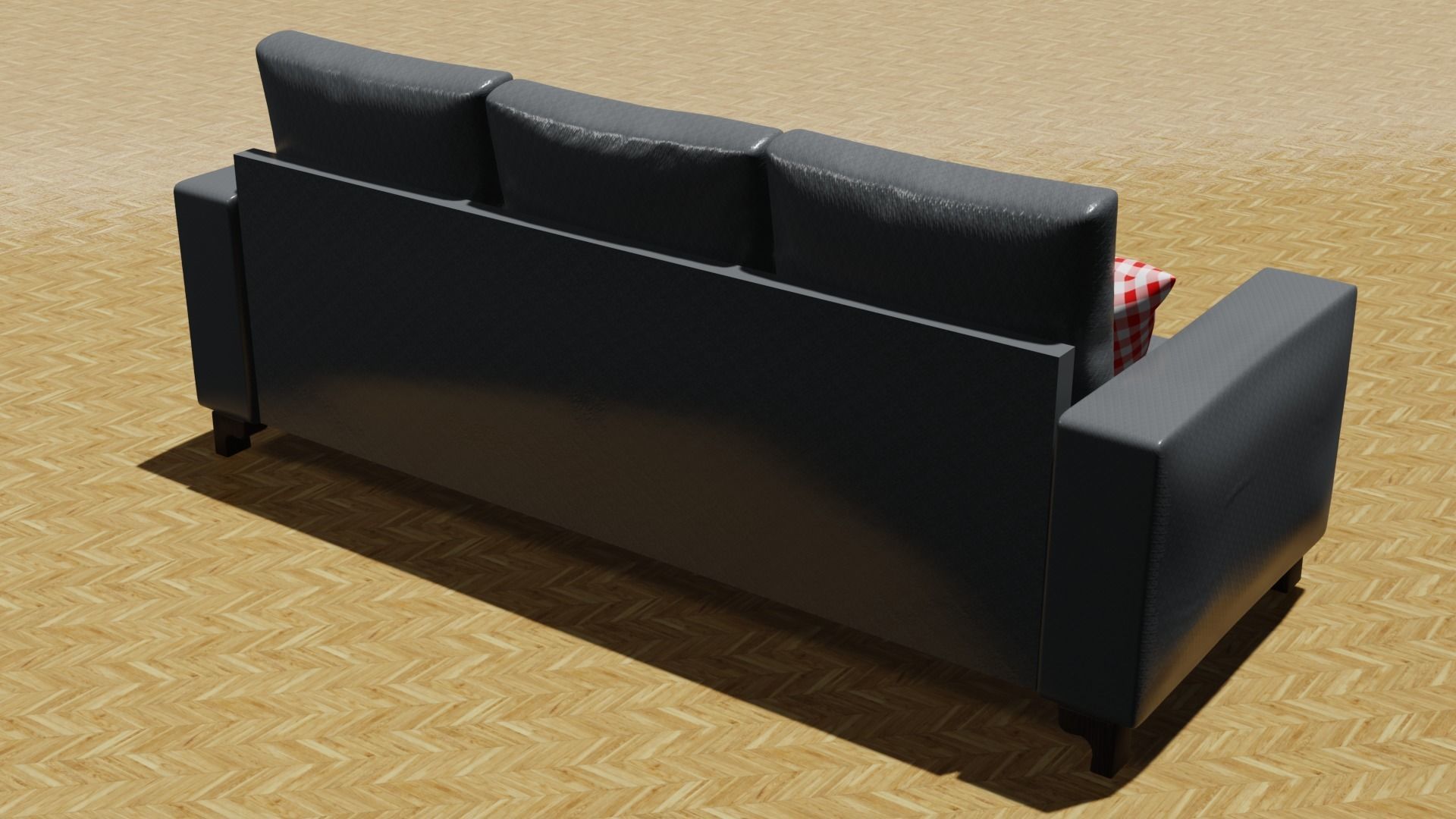 Gray sofa with two pillows 3D model_2