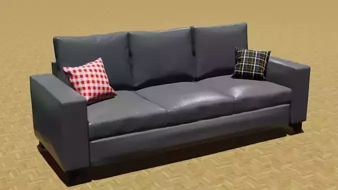 Gray sofa with two pillows