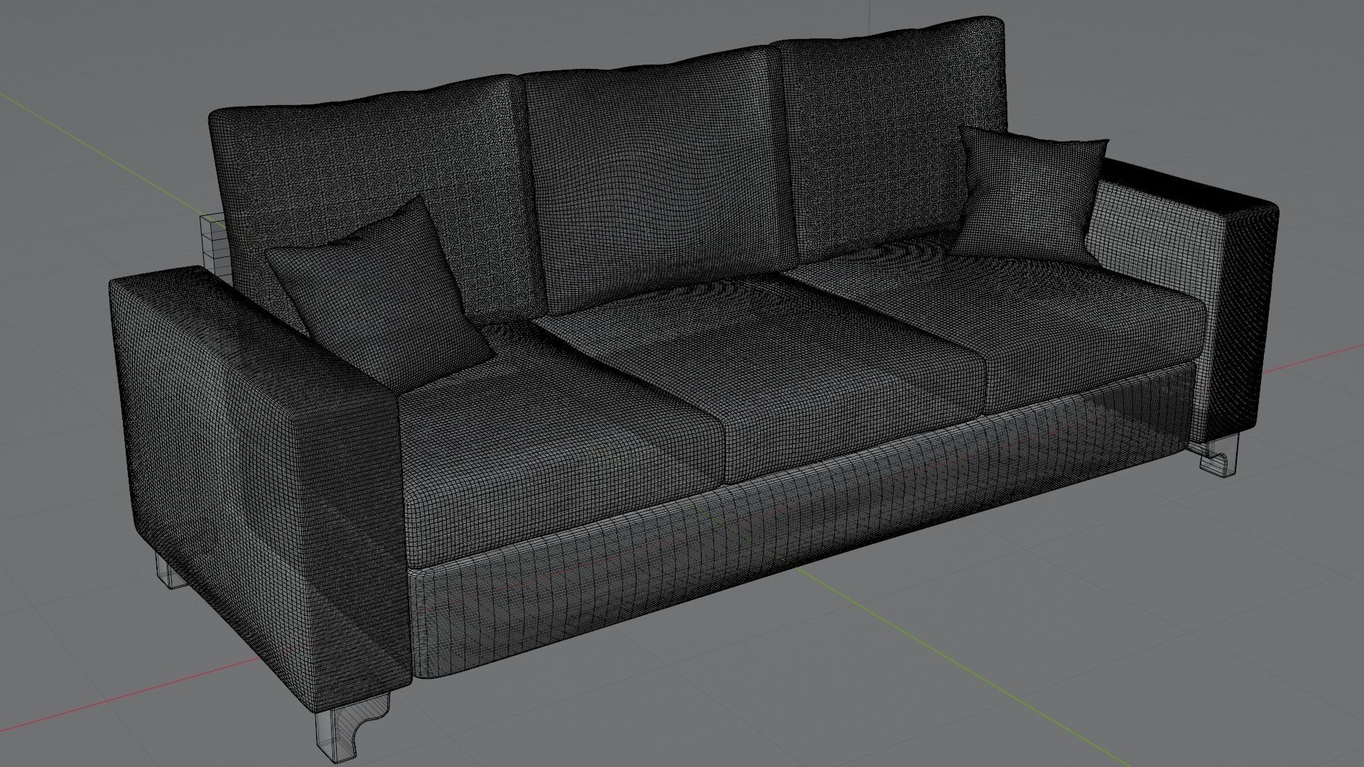 Gray sofa with two pillows 3D model_3
