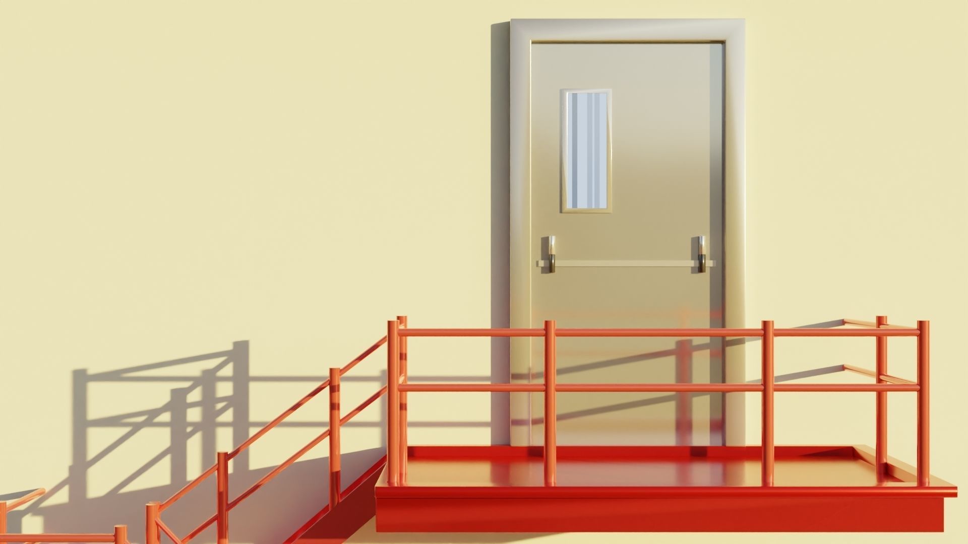 Fire Escape Staircase Exterior 3D Model - Low Poly Low-poly 3D model_2