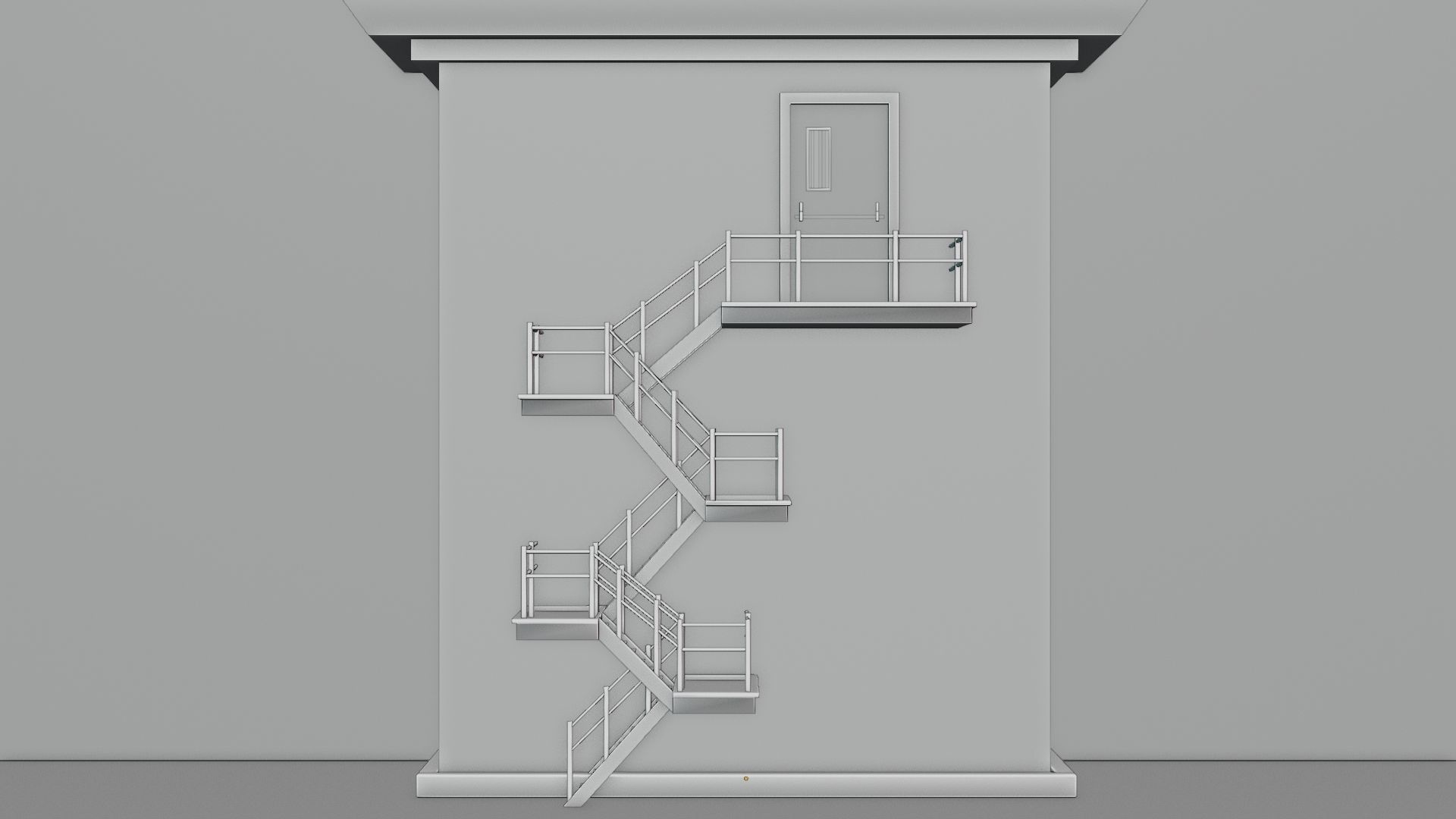Fire Escape Staircase Exterior 3D Model - Low Poly Low-poly 3D model_6