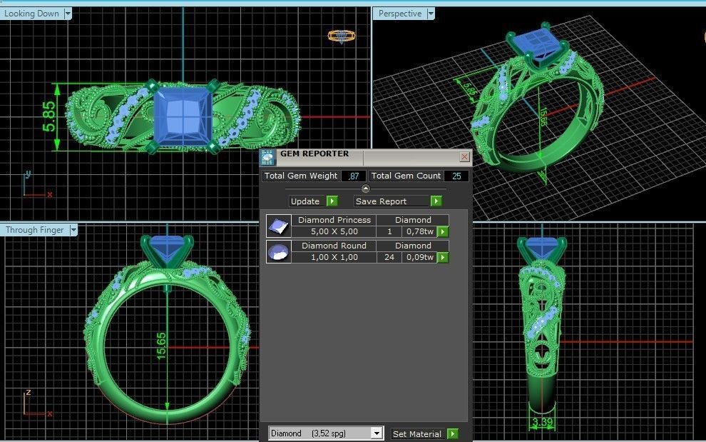 engagement ring diamond 4 prong 661 3D print model_10