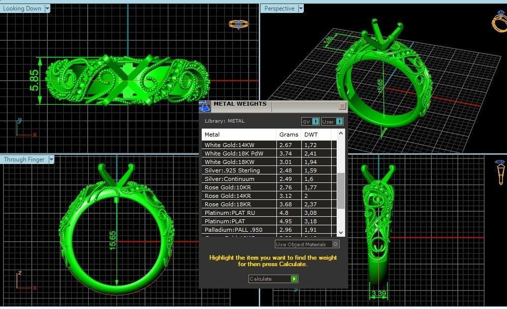 engagement ring diamond 4 prong 661 3D print model_12