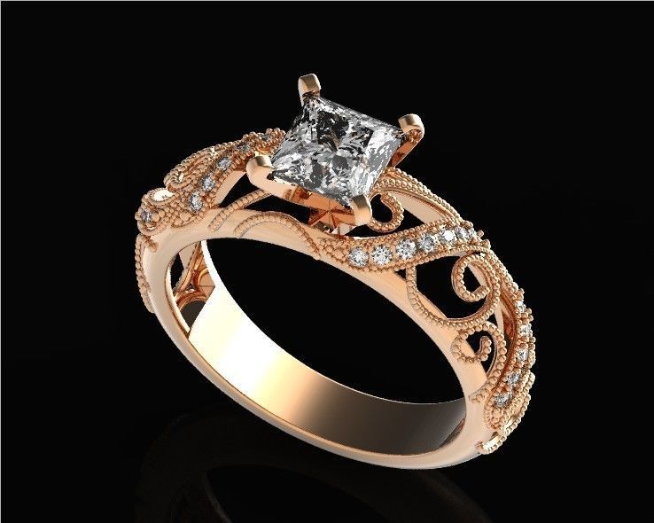 engagement ring diamond 4 prong 661 3D print model_39