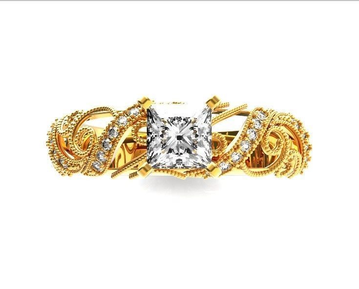 engagement ring diamond 4 prong 661 3D print model_3