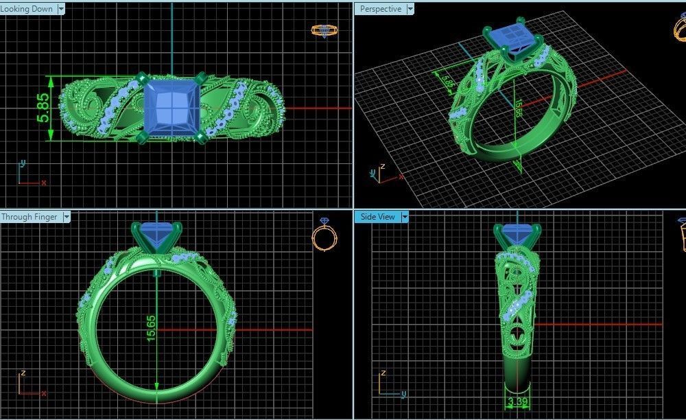engagement ring diamond 4 prong 661 3D print model_9