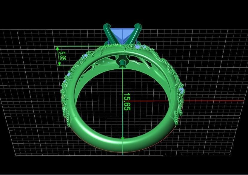 engagement ring diamond 4 prong 661 3D print model_17