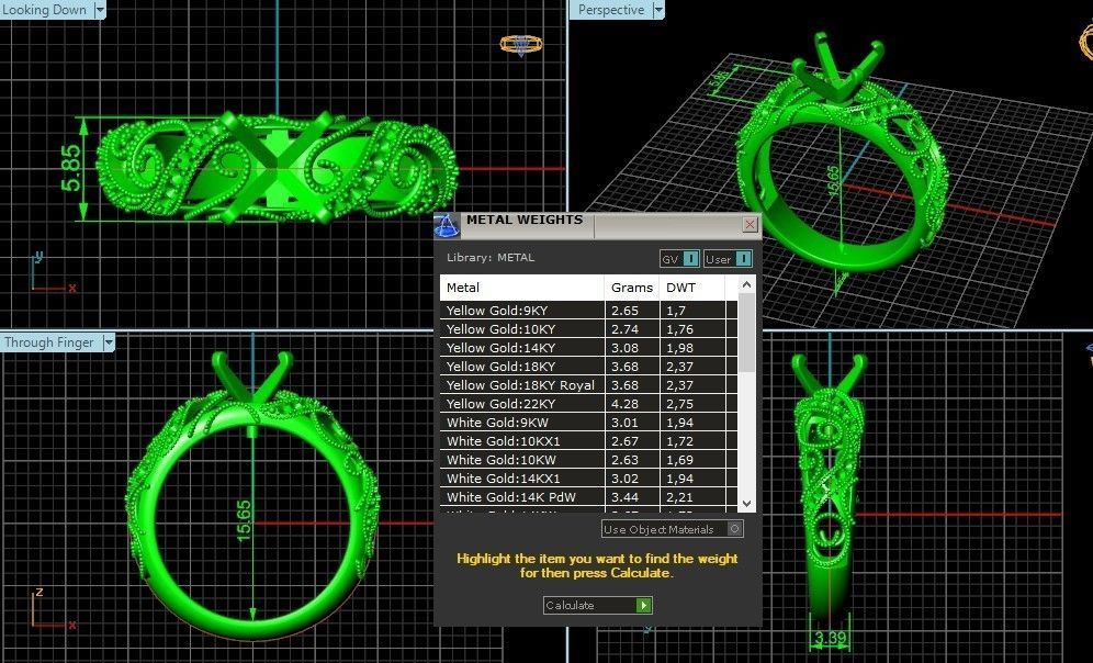 engagement ring diamond 4 prong 661 3D print model_11