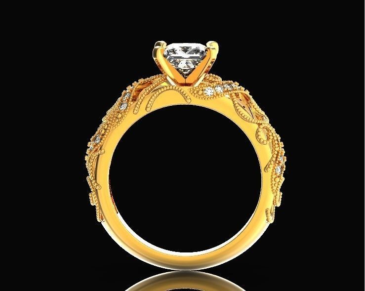 engagement ring diamond 4 prong 661 3D print model_27