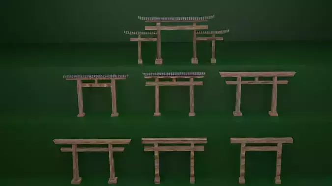 BRIGHT TORII GATES 7 PACK for Eevee and Cycles Low-poly 3D model