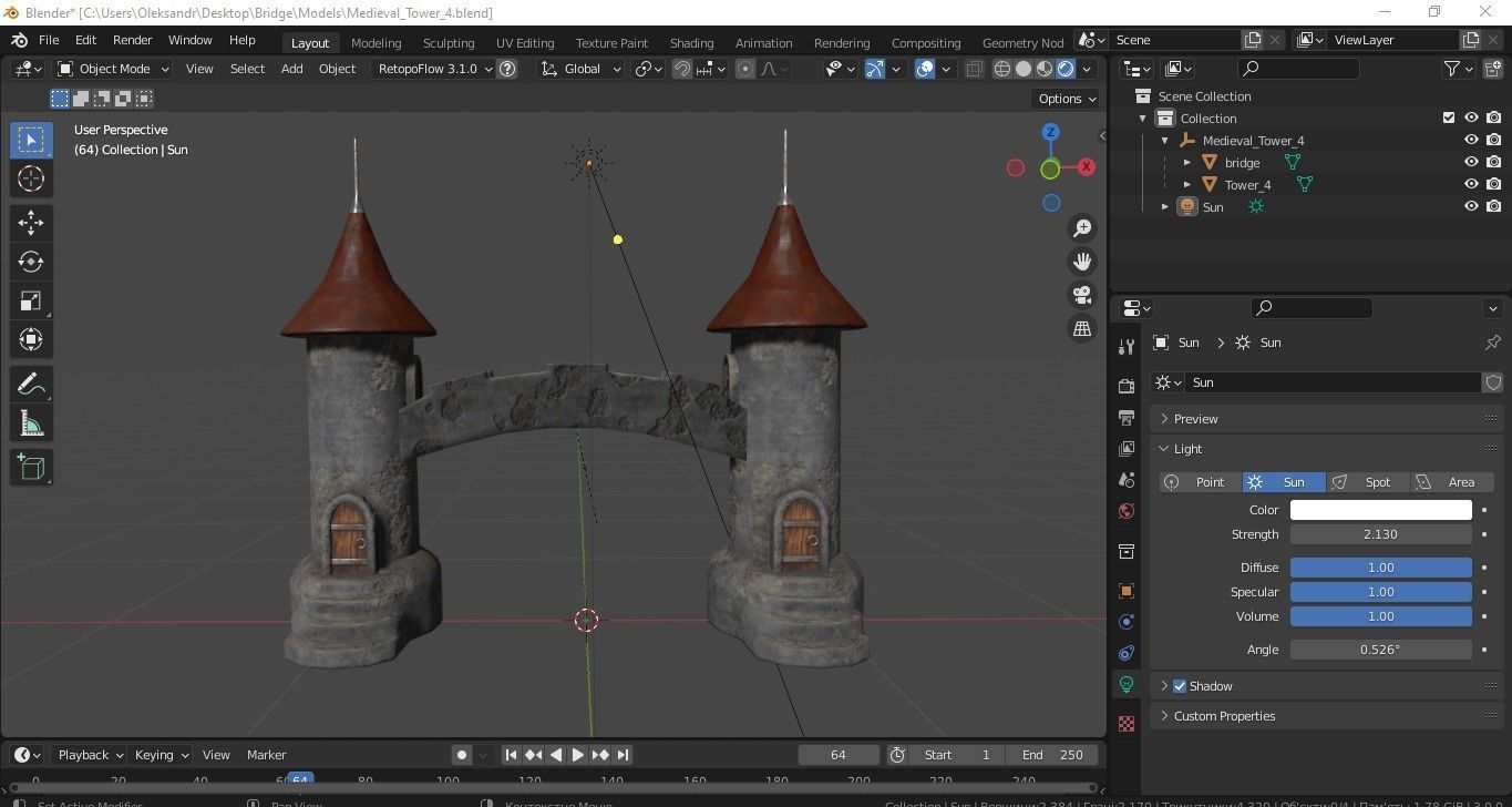 Medieval Tower-4 Low-poly 3D model_15