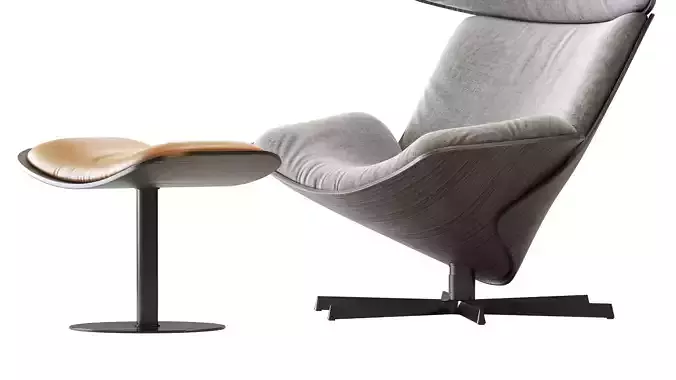Almora B and B Italia Armchair and Footrest 3D model