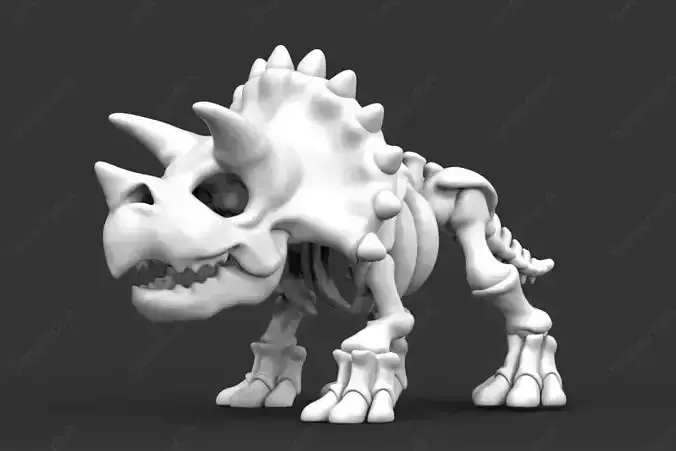 Cute Triceratops Skeleton STL for 3D print model