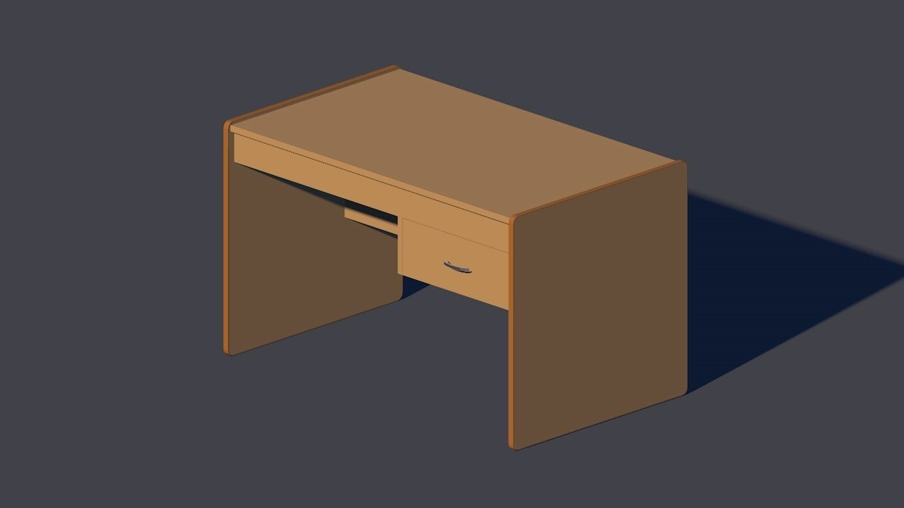Wood Desk  Free low-poly 3D model_1