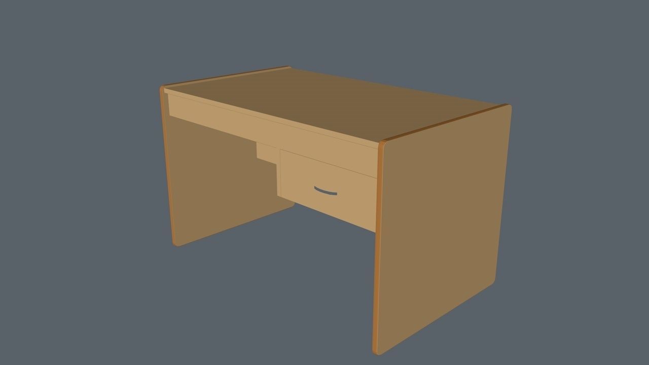 Wood Desk  Free low-poly 3D model_7