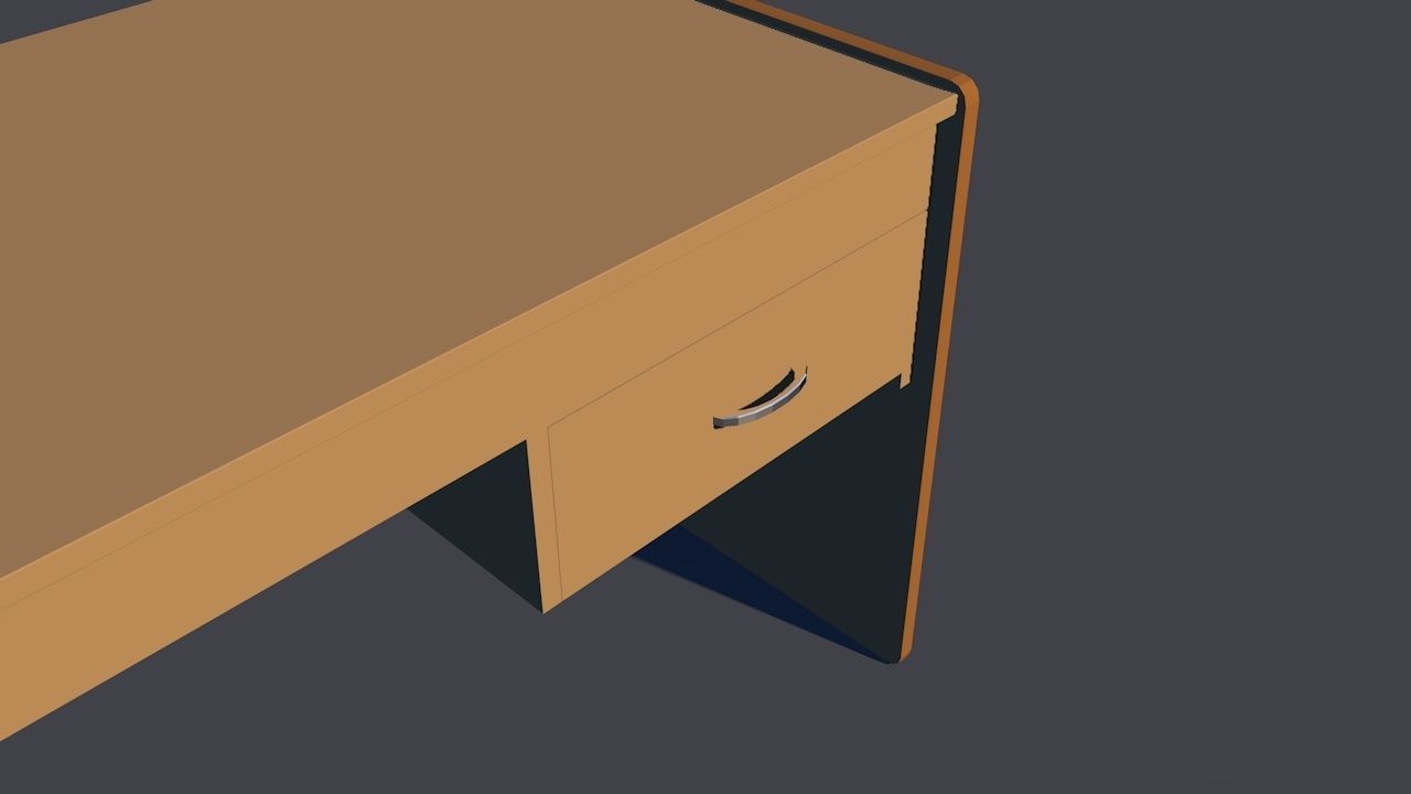 Wood Desk  Free low-poly 3D model_3