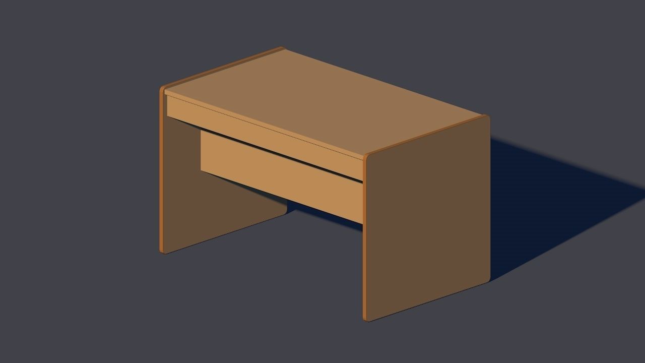 Wood Desk  Free low-poly 3D model_2