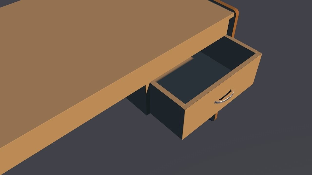 Wood Desk  Free low-poly 3D model_4