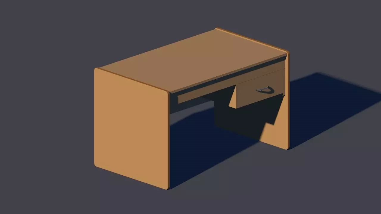Wood Desk  Free low-poly 3D model_0