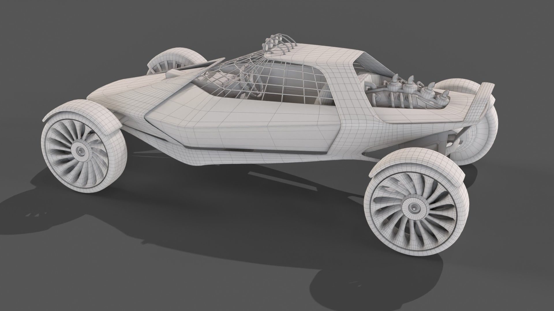Sci-Fi futuristic racer buggy Low-poly 3D model_8