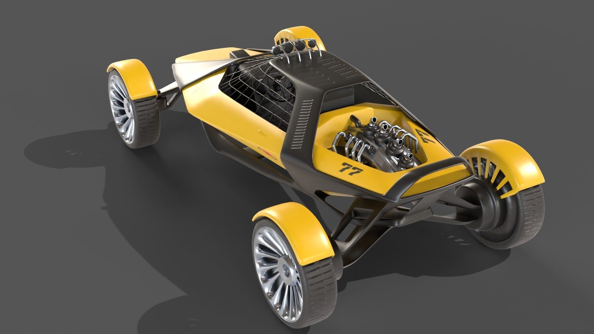 Sci-Fi futuristic racer buggy Low-poly 3D model_1