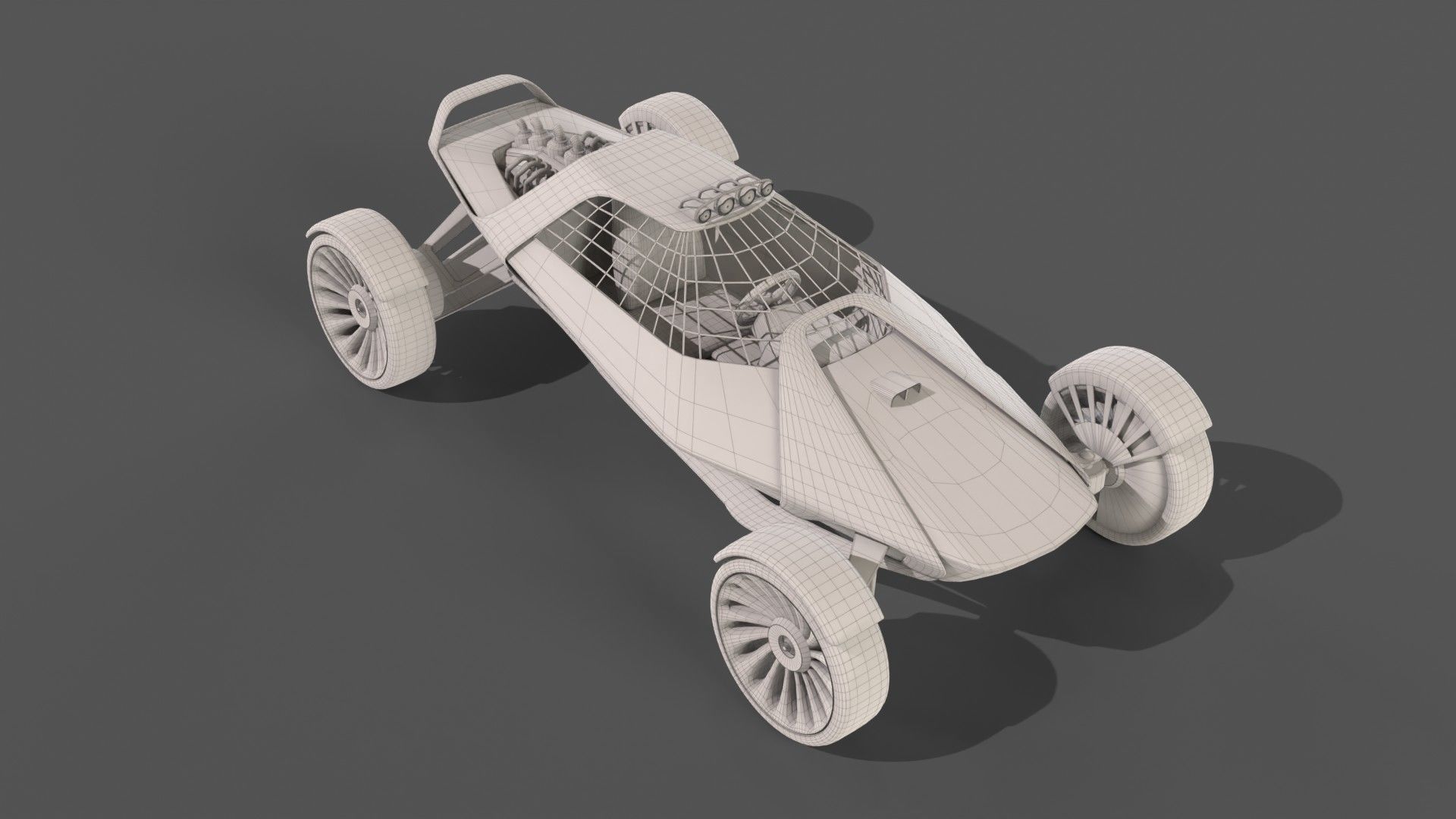 Sci-Fi futuristic racer buggy Low-poly 3D model_7