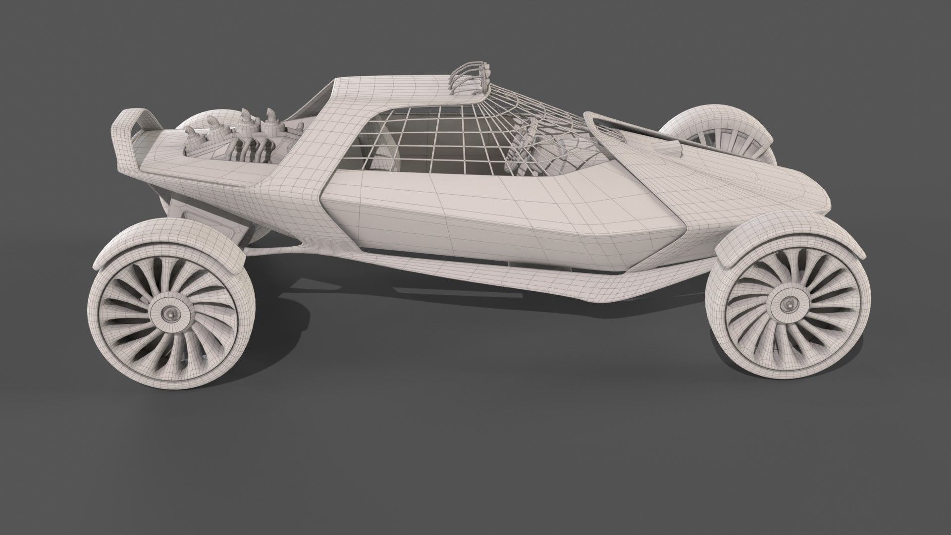 Sci-Fi futuristic racer buggy Low-poly 3D model_9