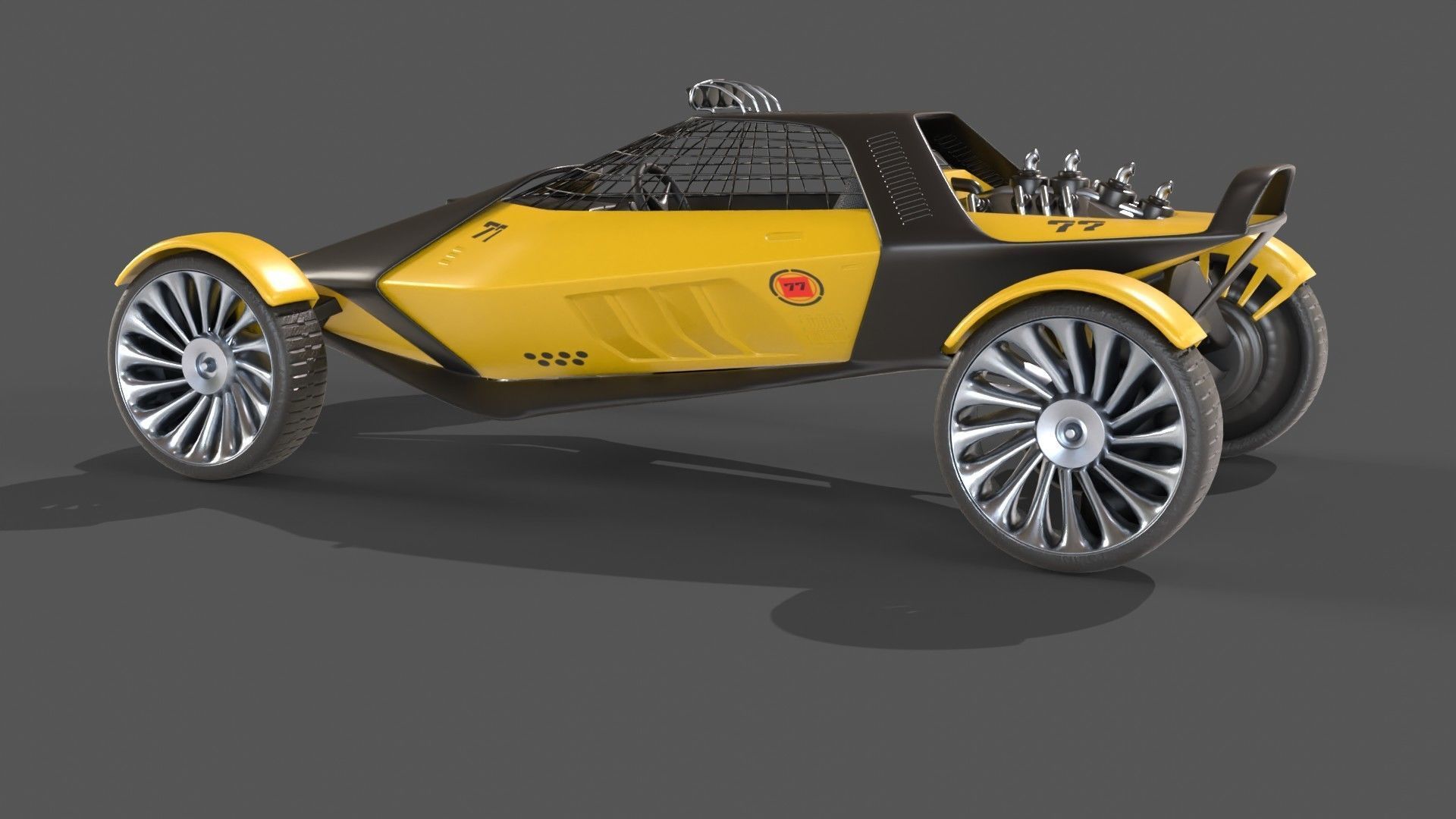 Sci-Fi futuristic racer buggy Low-poly 3D model_5