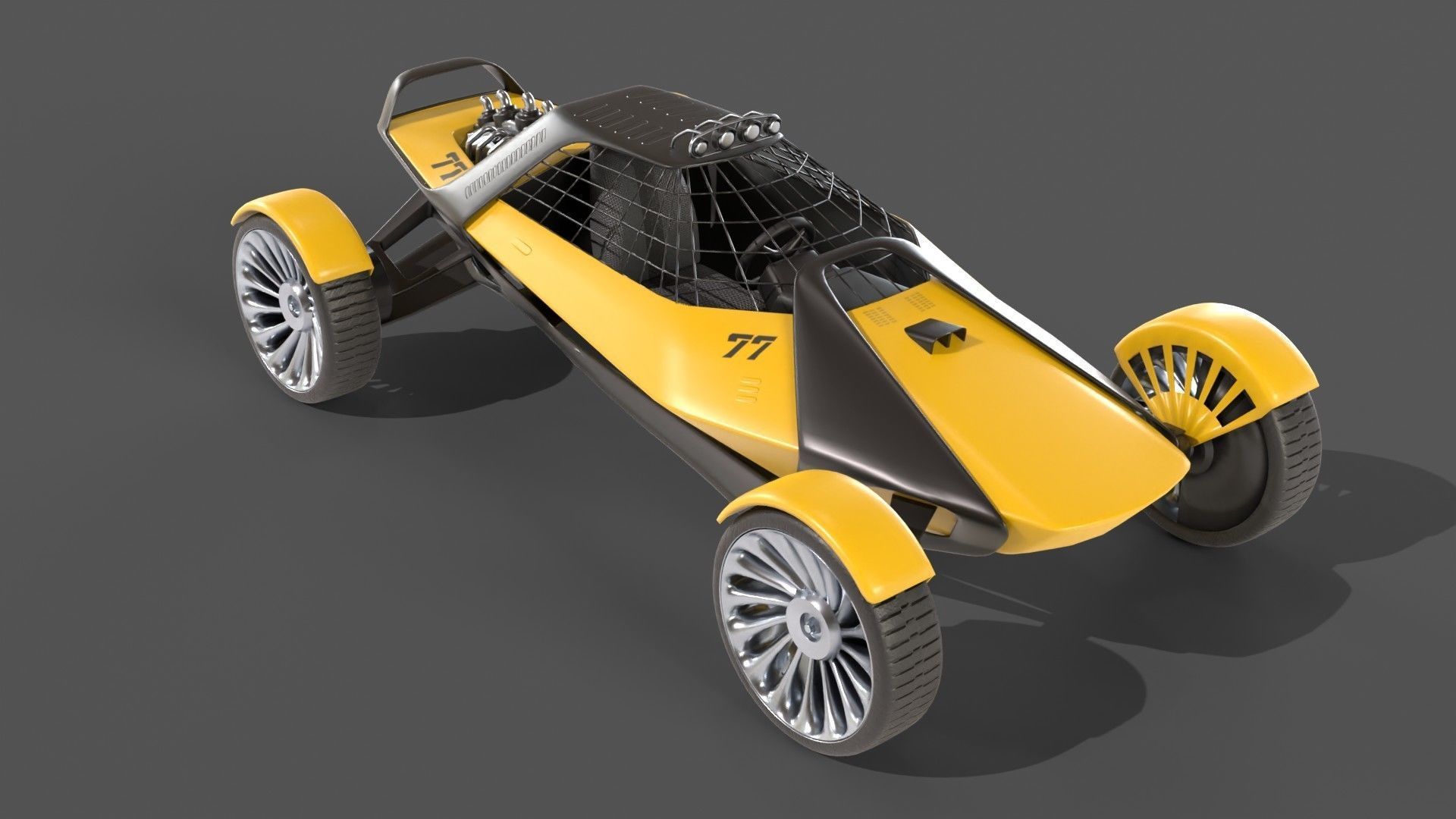 Sci-Fi futuristic racer buggy Low-poly 3D model_3