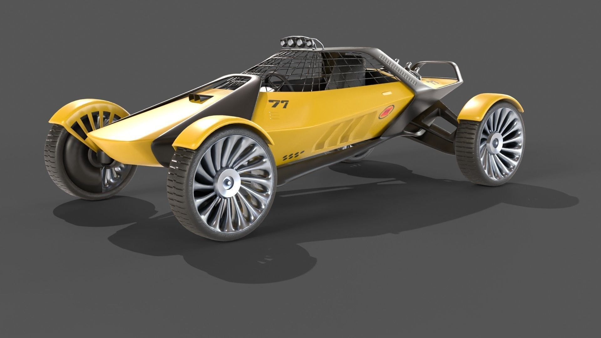 Sci-Fi futuristic racer buggy Low-poly 3D model_4