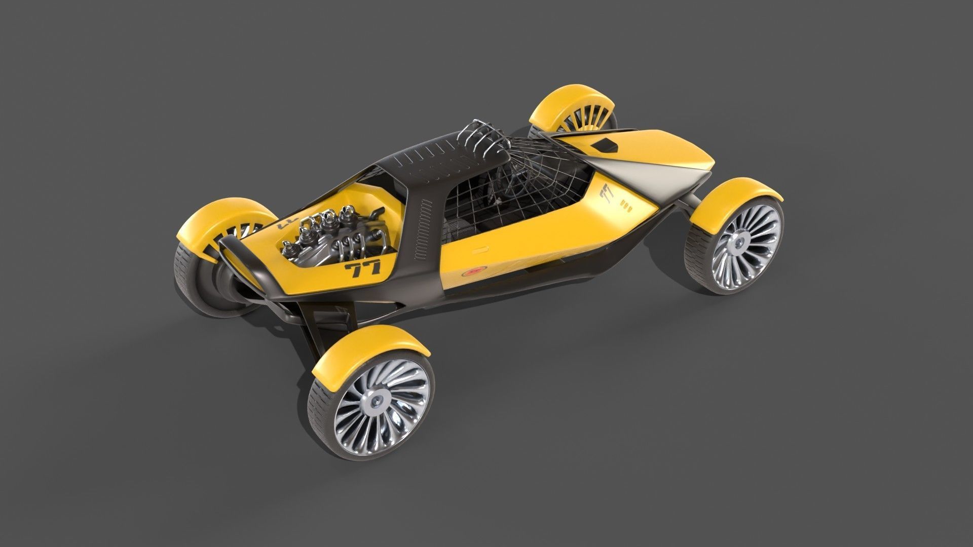 Sci-Fi futuristic racer buggy Low-poly 3D model_6