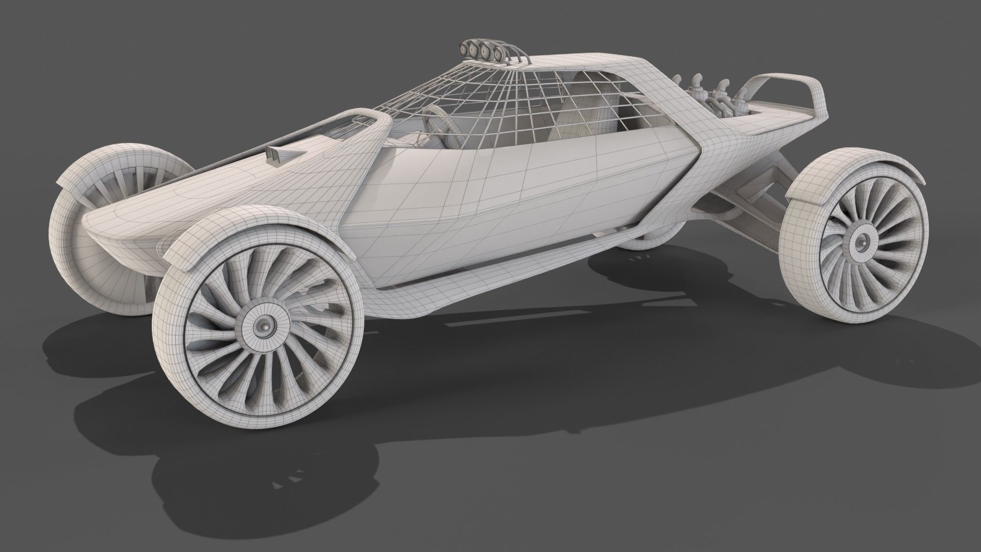 Sci-Fi futuristic racer buggy Low-poly 3D model_11