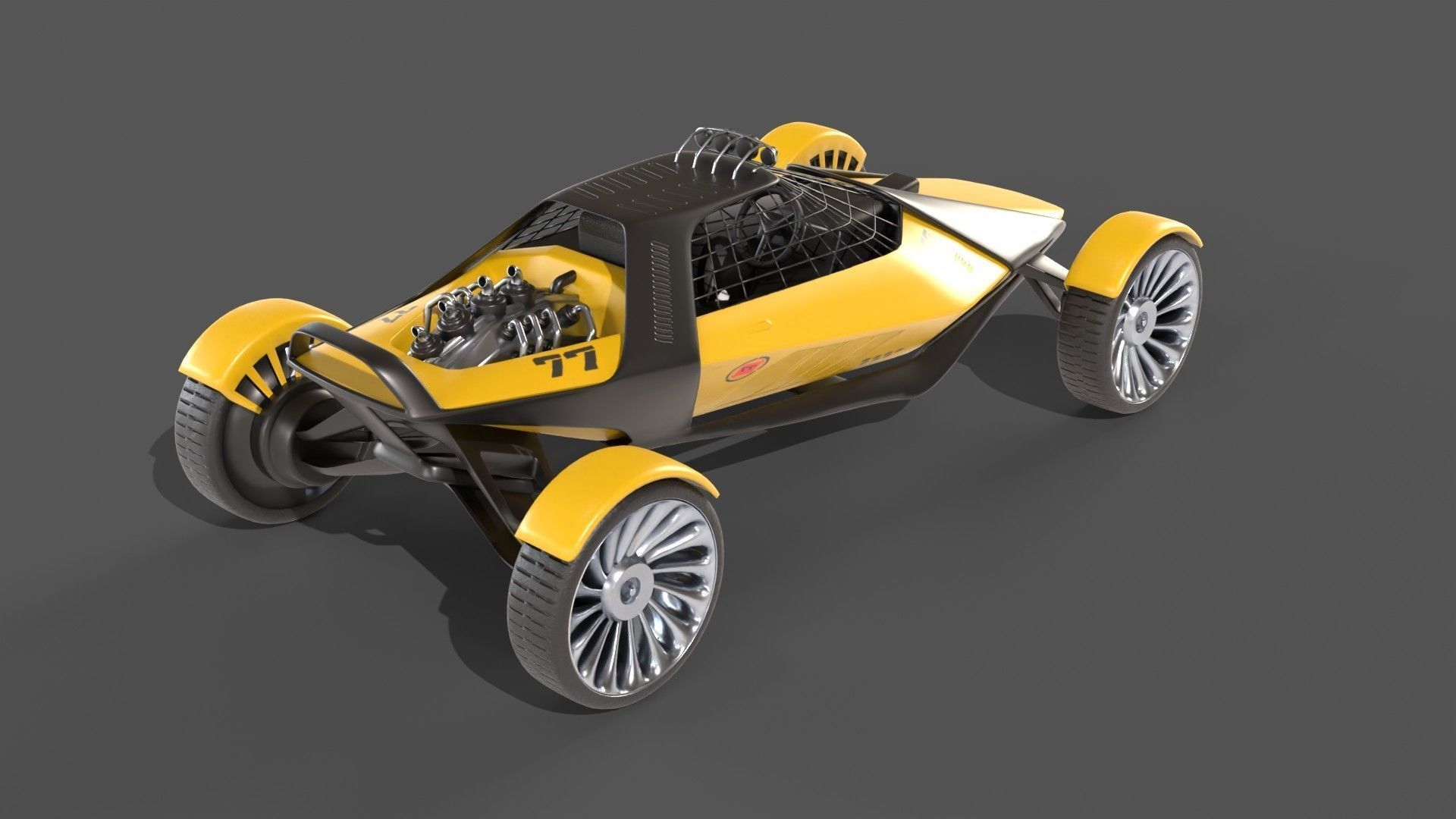 Sci-Fi futuristic racer buggy Low-poly 3D model_2