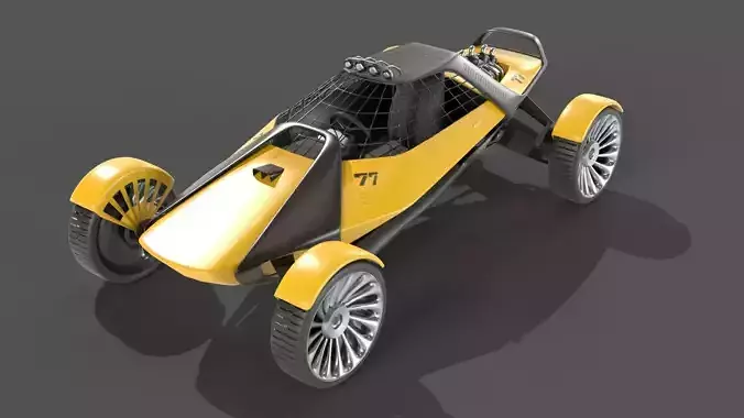 Sci-Fi futuristic racer buggy Low-poly 3D model