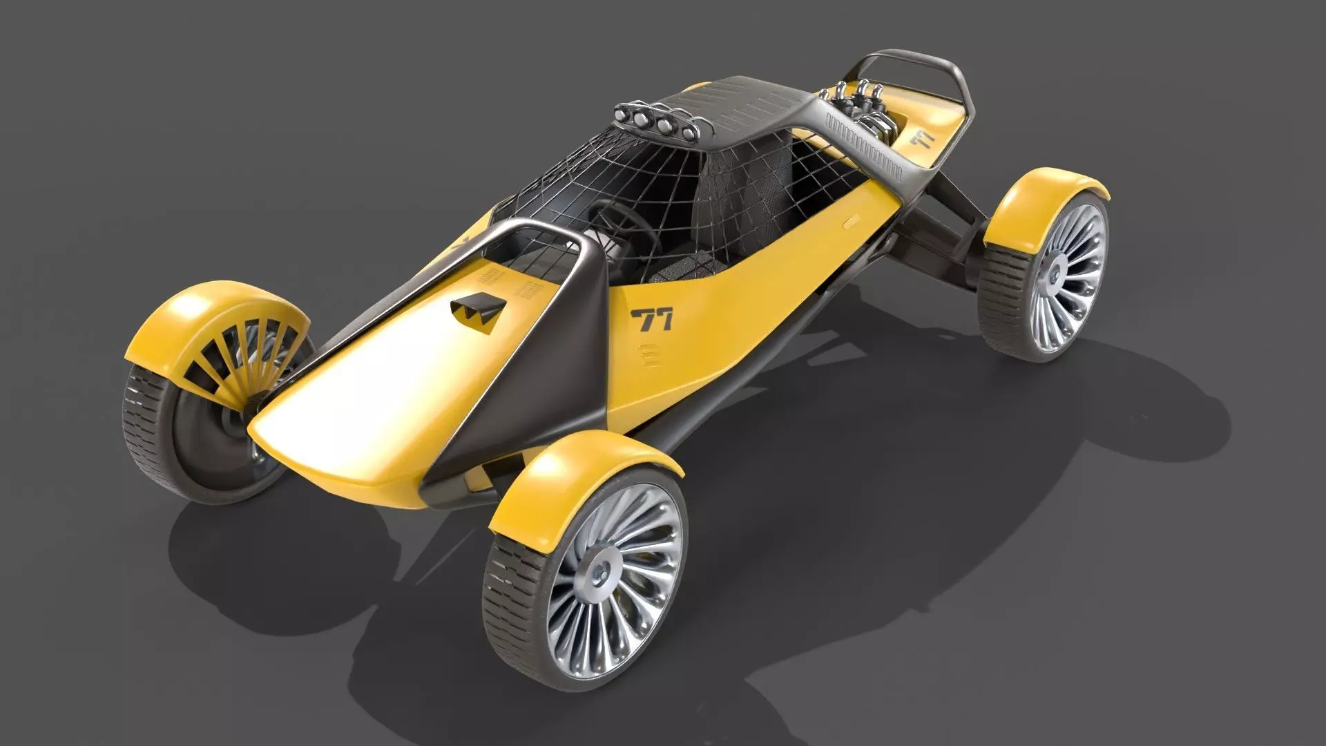 Sci-Fi futuristic racer buggy Low-poly 3D model_0